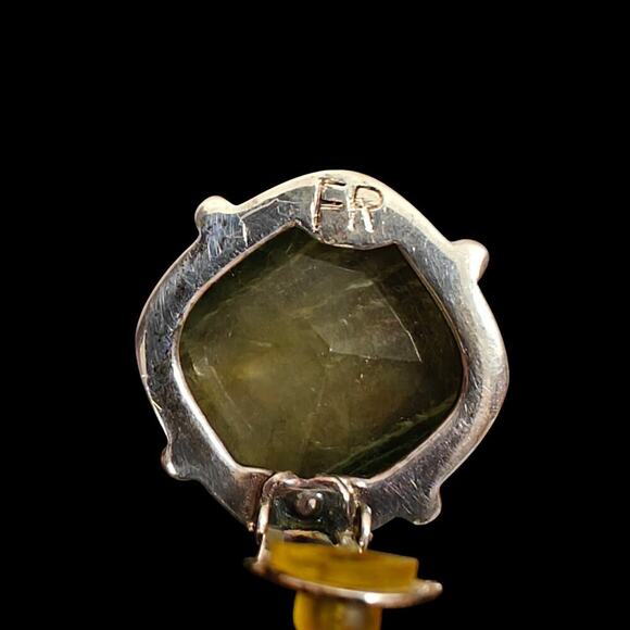 Vintage Freida Rothman Clip On Earrings Signed FR Glass Silver ? - Picture 5 of 8